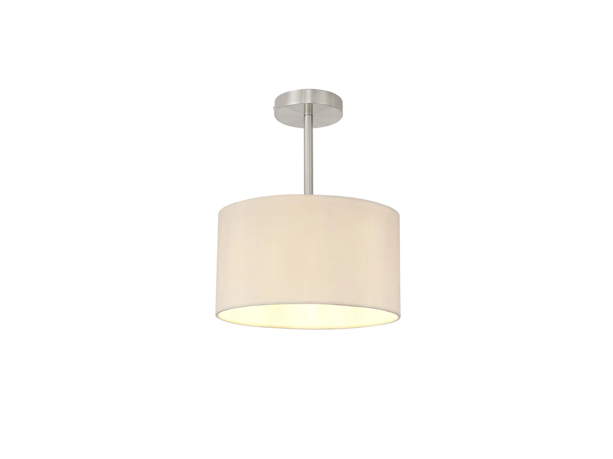 DK0240  Baymont 30cm Semi Flush 1 Light Satin Nickel; Nude Beige/Moonlight